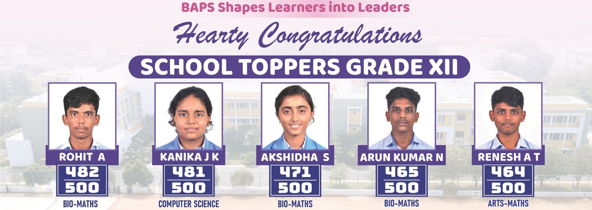 BAPS Celebrating Our School Toppers XII CBSE Board Examination 2023-2024